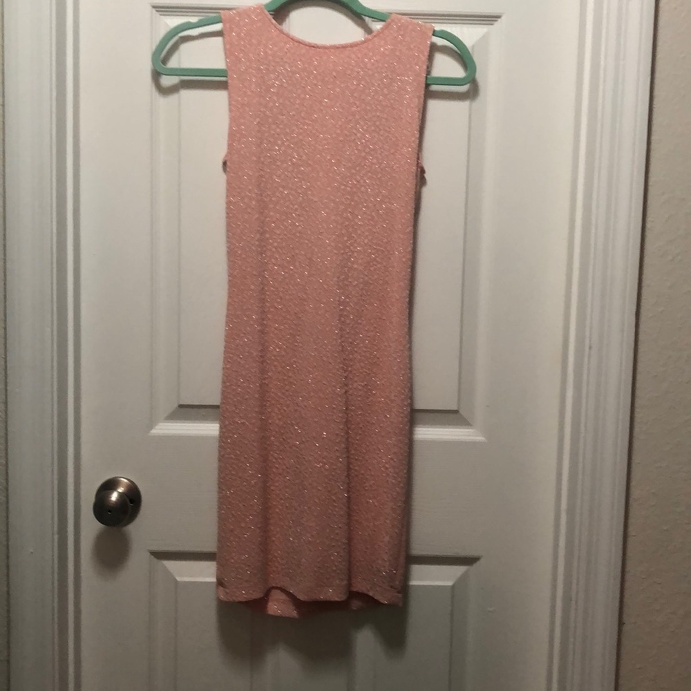 Blush glitter open back dress